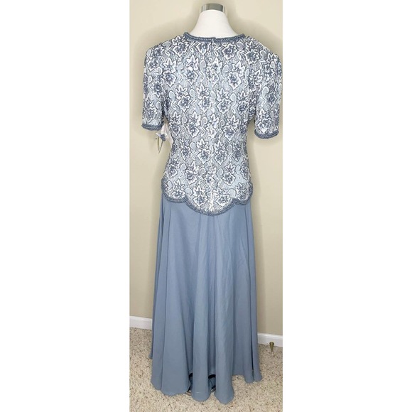NWT Scala Blue Beaded Sequin Evening Gown Size L - Picture 7 of 12